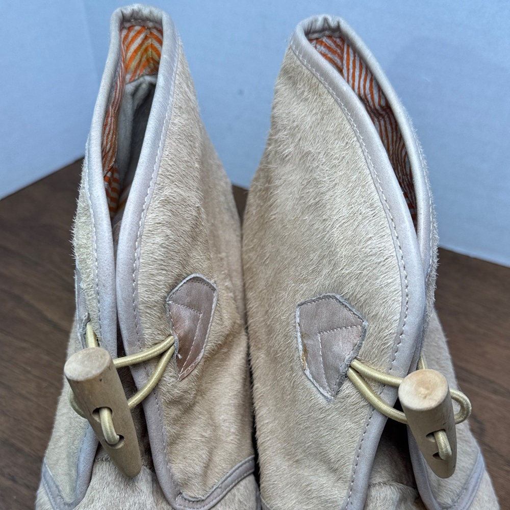 80%20 Anthropology Womens Leather Calf Hair Ankle Booties Hidden Wedges, sz 9 - Picture 4 of 14